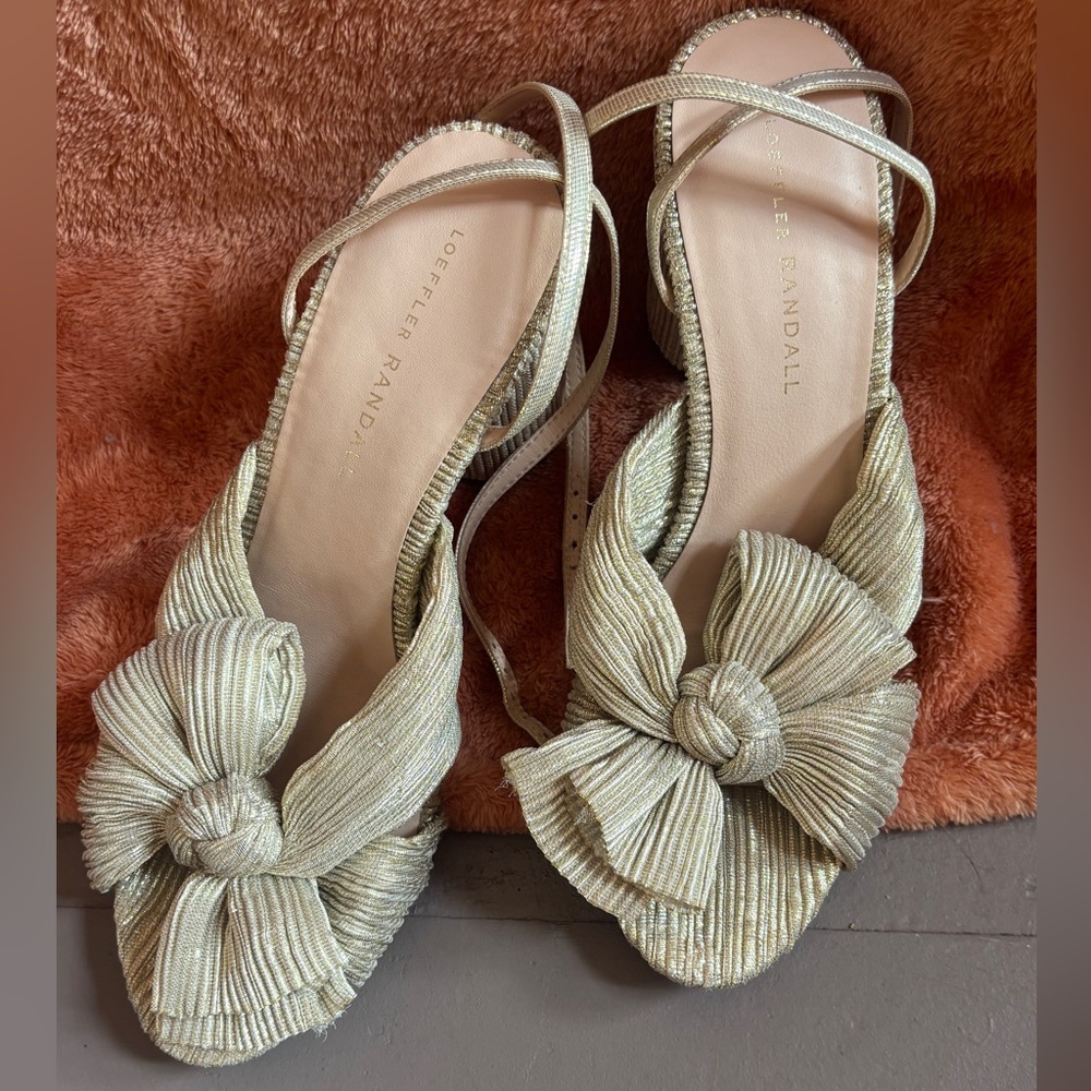 Loeffler Randall Gold Heels with Knot Detail